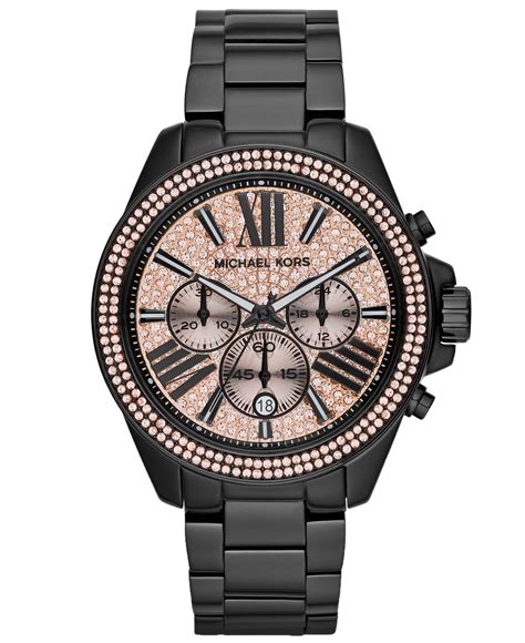 michael kors black watch with rhinstones